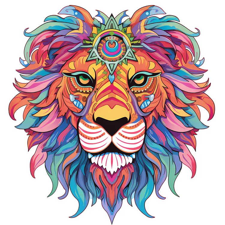 Colorful Artistic Lion Illustration