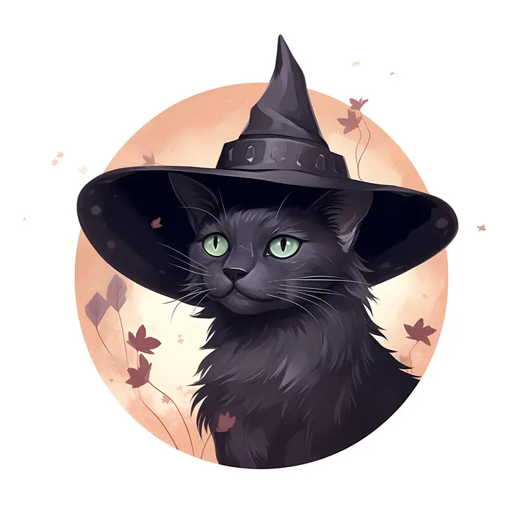 Black Cat with Witch Hat for Halloween