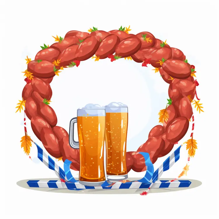 Beer and Sausage Wreath for Oktoberfest Celebration