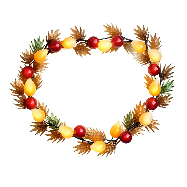 Autumn Wreath with Leaves and Ornaments