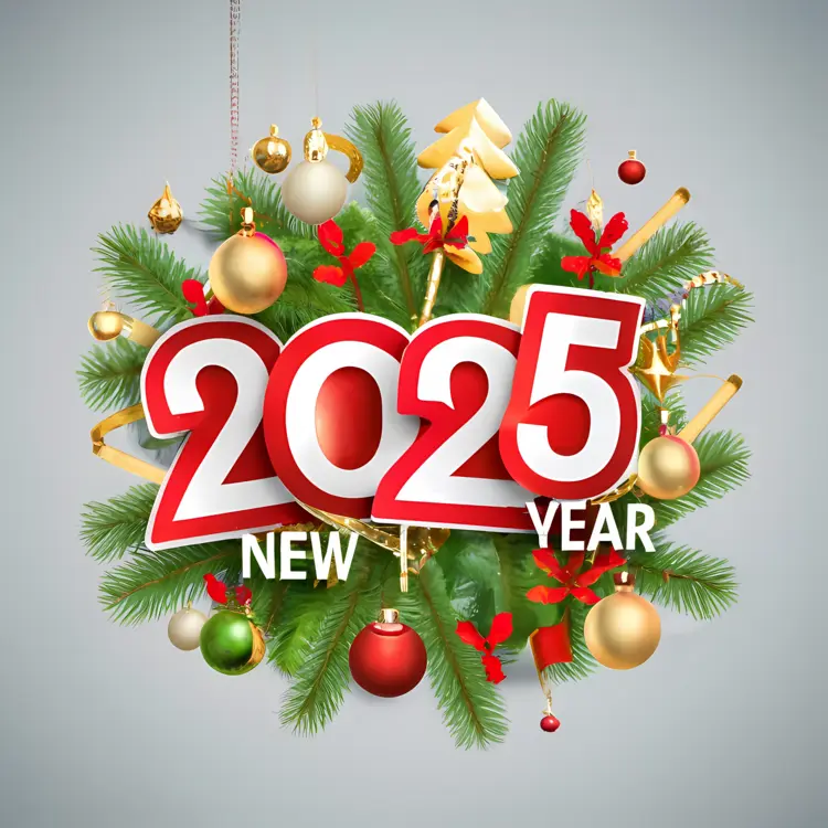 2025 New Year Celebration with Christmas Decorations