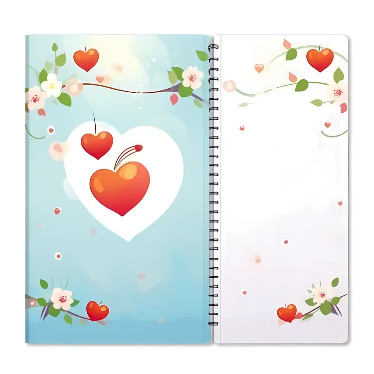 Decorative Notebook with Hearts and Flowers for Valentine's Day