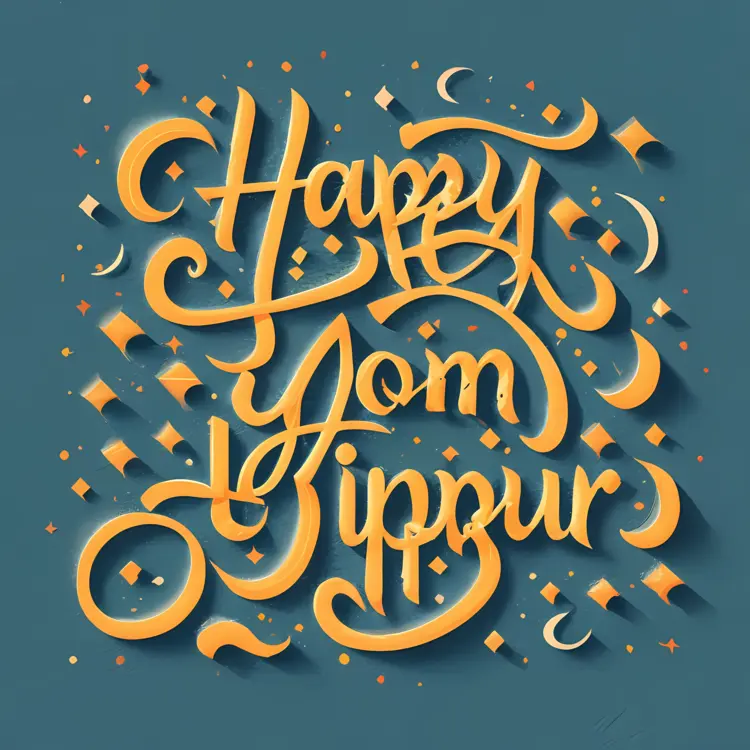 Happy Yom Kippur Text with Decorative Design