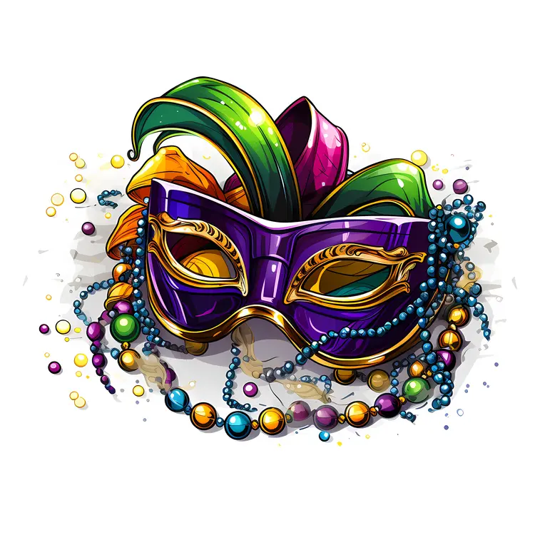 Purple and Green Mardi Gras Mask