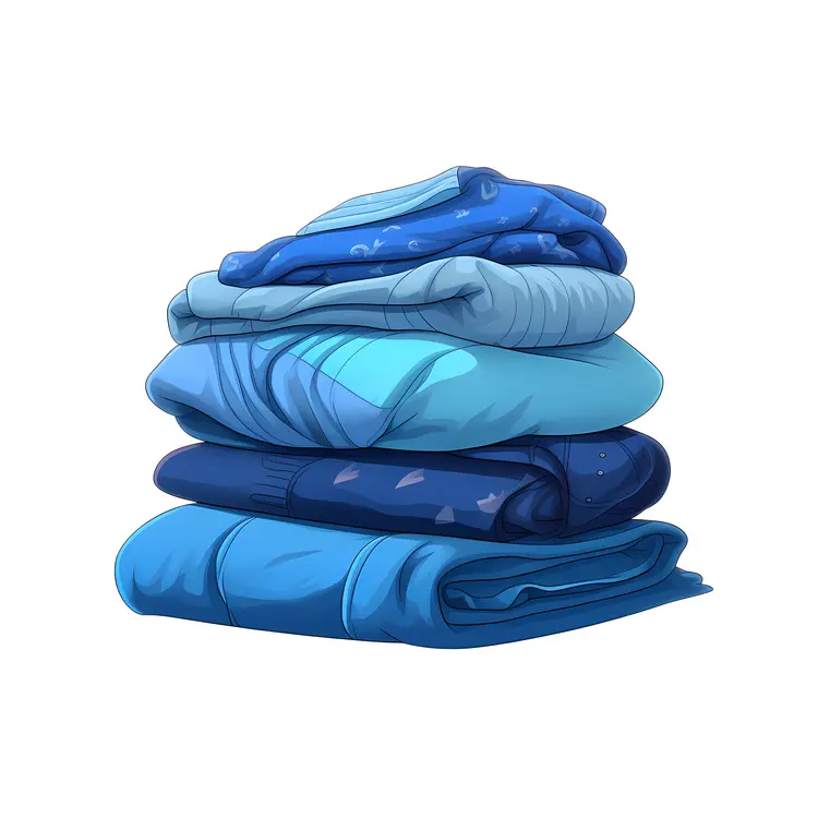 Stack of Folded Blue Clothes