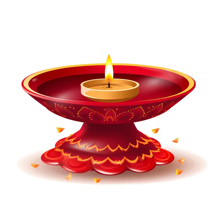 Diya Lamp with Candle Flame