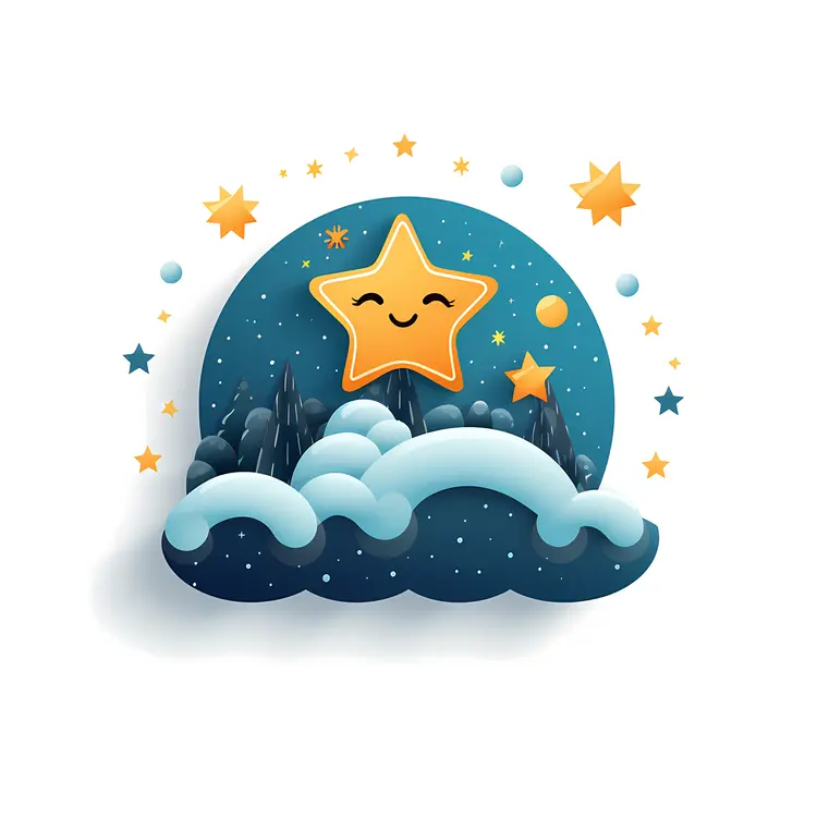 Smiling Yellow Star in Night Sky