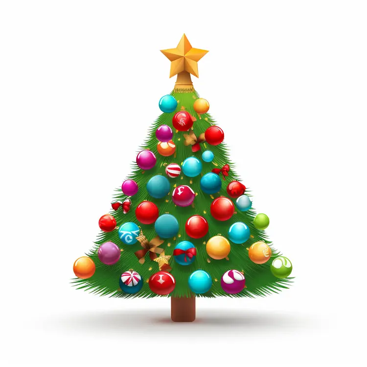 Christmas Tree with Colorful Ornaments