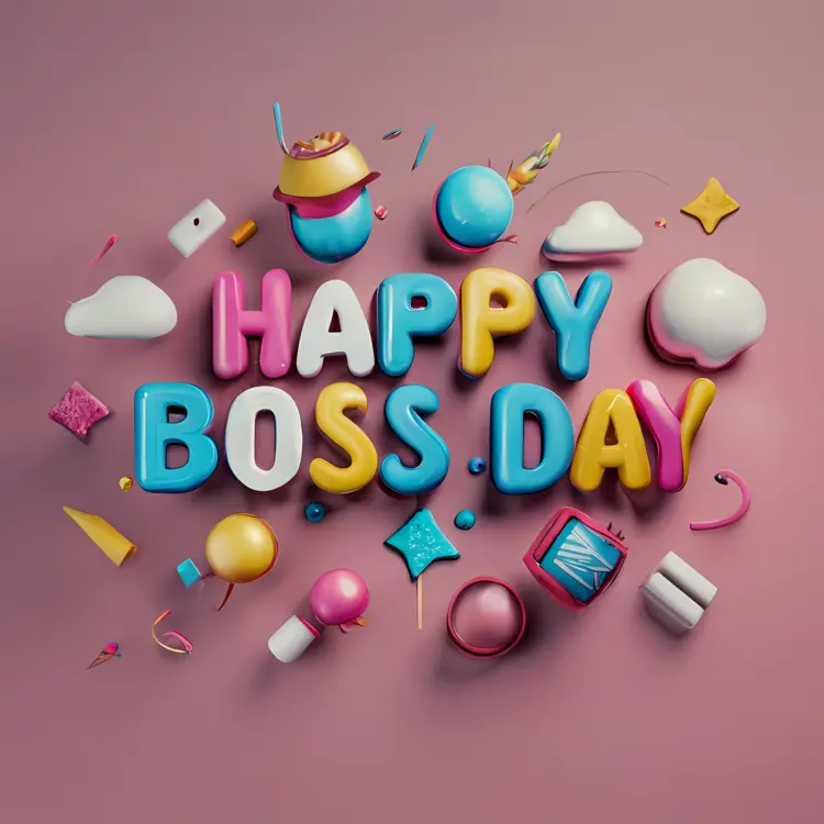 Happy Boss Day Colorful Text