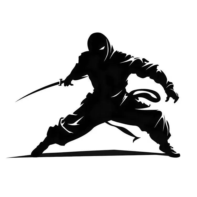 Ninja with Sword Silhouette
