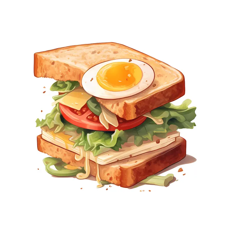 Hearty Sandwich with Egg and Vegetables