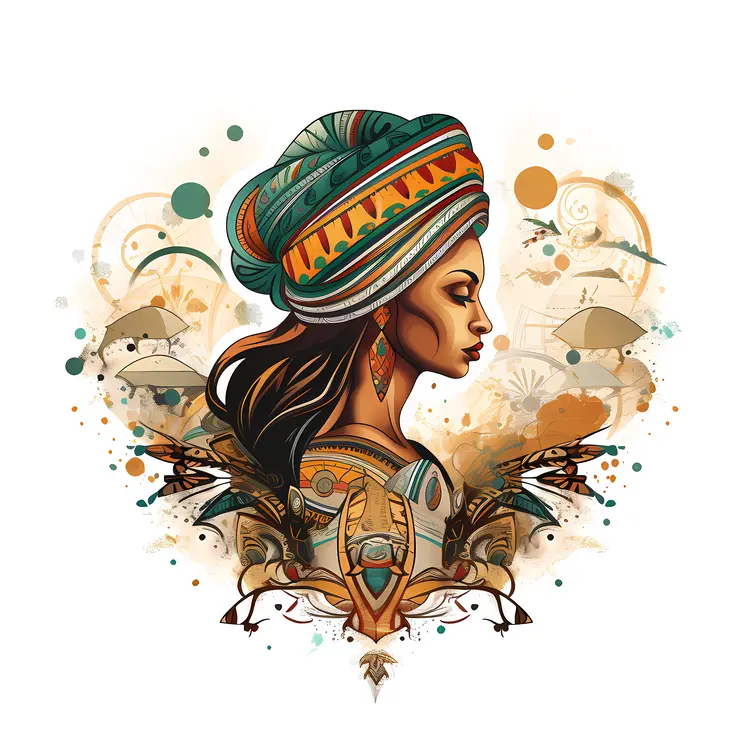 Woman in Profile with Headwrap Portrait