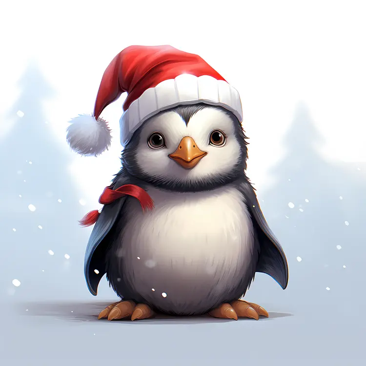 Penguin in Santa Hat