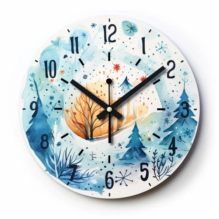 Winter Cabin Scene Clock
