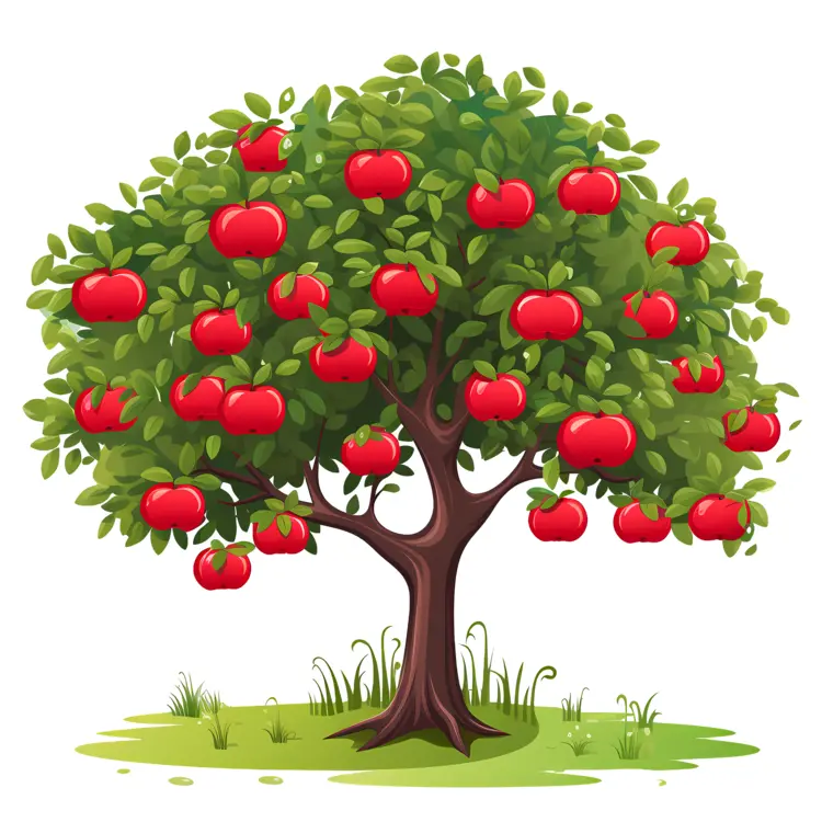 Lush Apple Tree with Red Apples