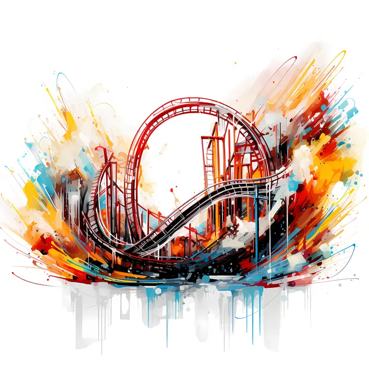 Colorful Roller Coaster Illustration
