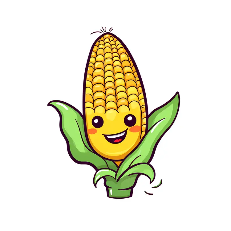 Cute Smiling Corn Cartoon Illustration