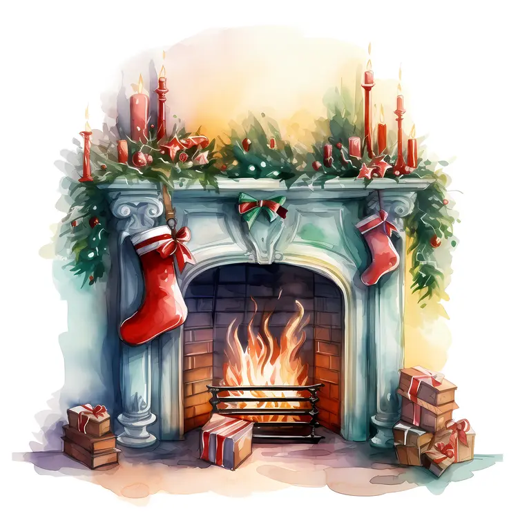 Traditional Christmas Fireplace