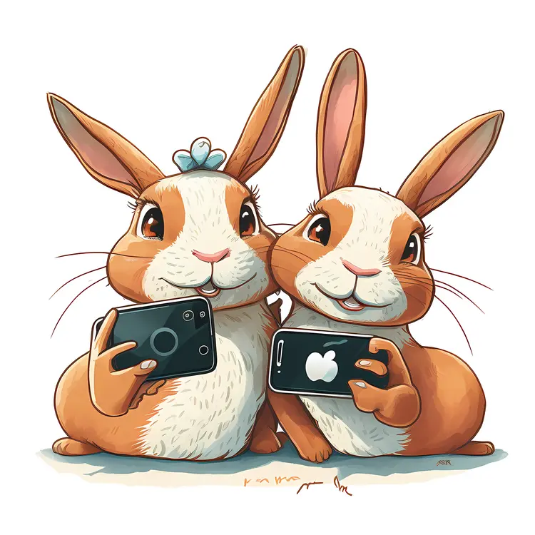 Cute Rabbits Taking Selfies