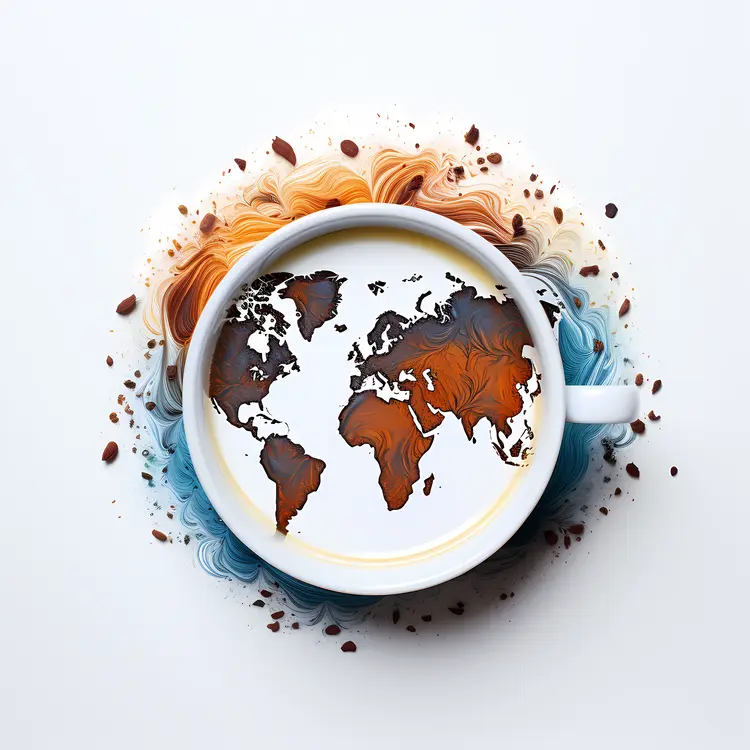World Map in Coffee Cup