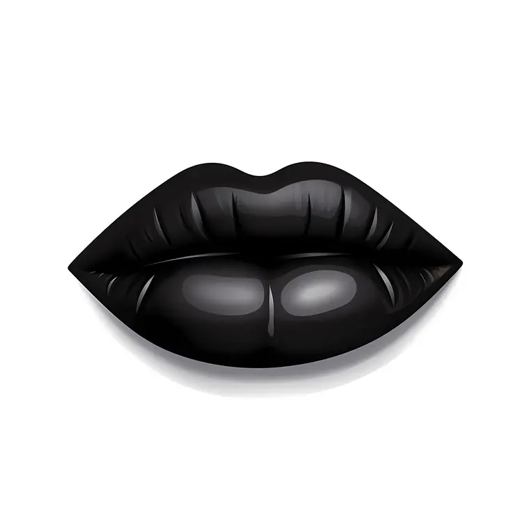 Glossy Black Lips Illustration
