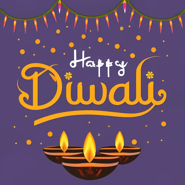 Happy Diwali with Glowing Diya Lamps