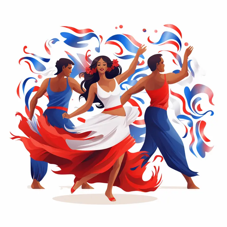 Festive Dance with Colorful Ribbons