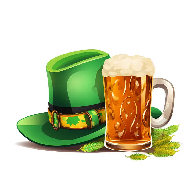 Green Hat and Beer Mug for St. Patrick's Day Celebration