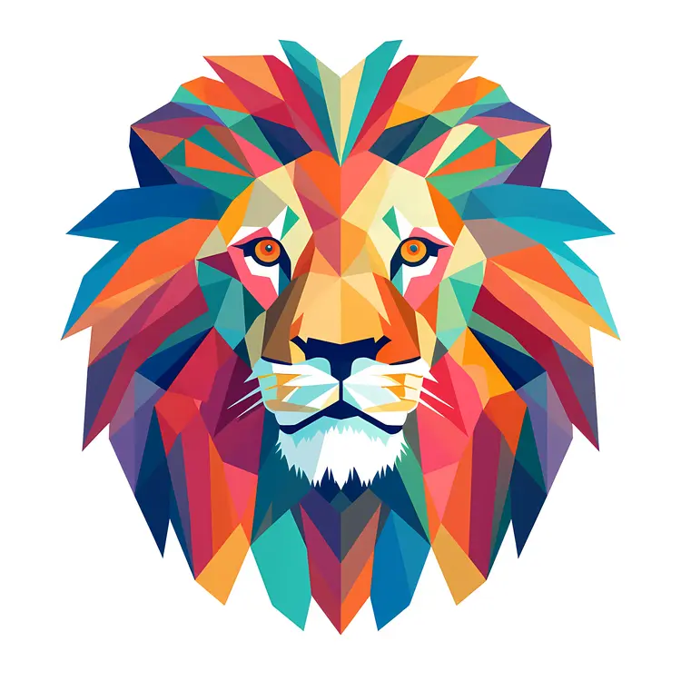 Colorful Geometric Lion Illustration