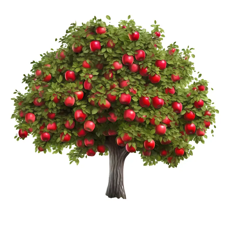 Lush Apple Tree with Red Apples