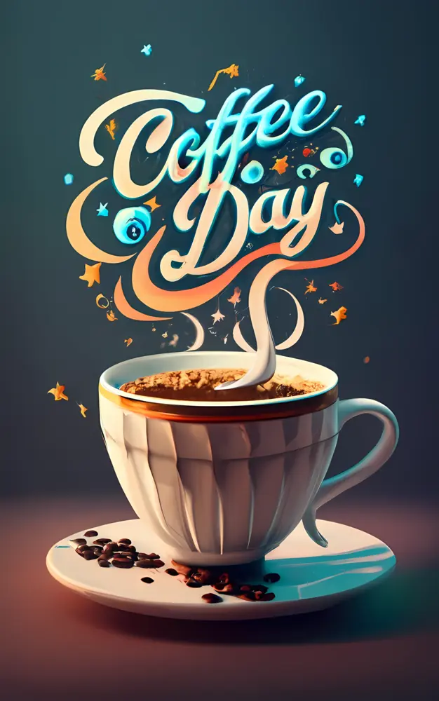 Coffee Day Celebration with a Steaming Cup