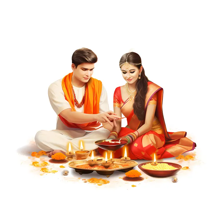 Couple Performing Traditional Ritual