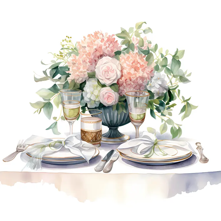 Elegant Dinner Setting with Floral Arrangement