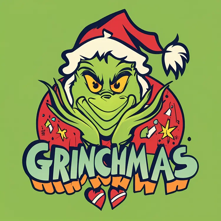 Grinchmas Cartoon Illustration with Hearts