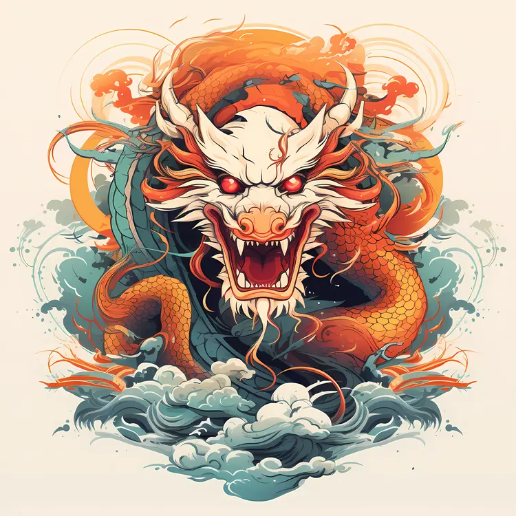 Red Dragon with Fiery Eyes