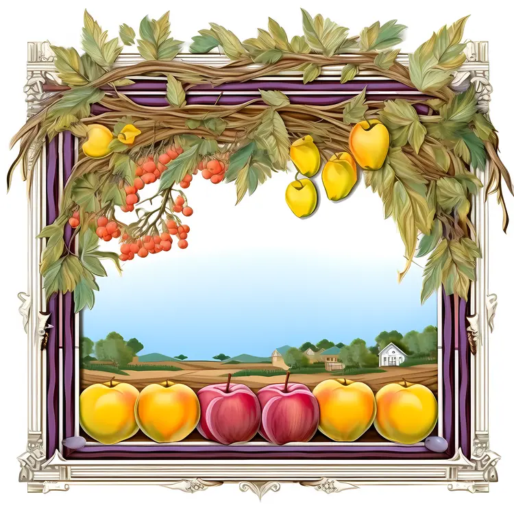 Colorful Fruits in a Decorative Frame