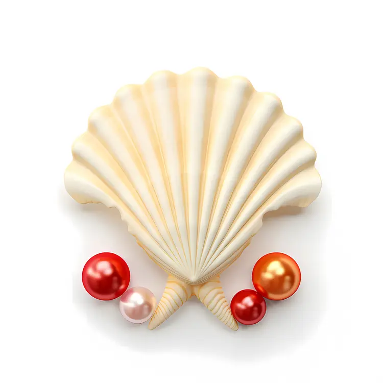 Seashell with Colorful Pearls