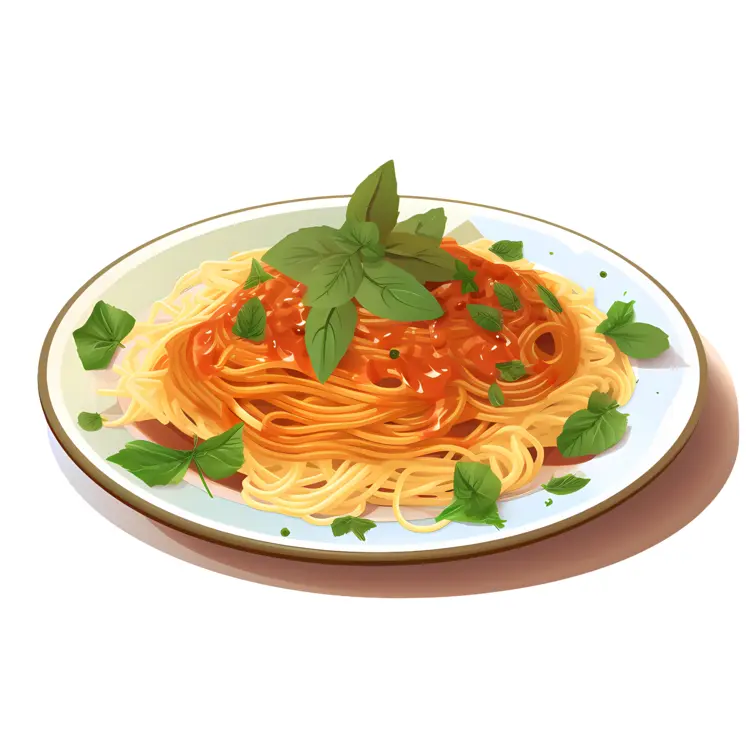 Spaghetti with Tomato Sauce and Basil