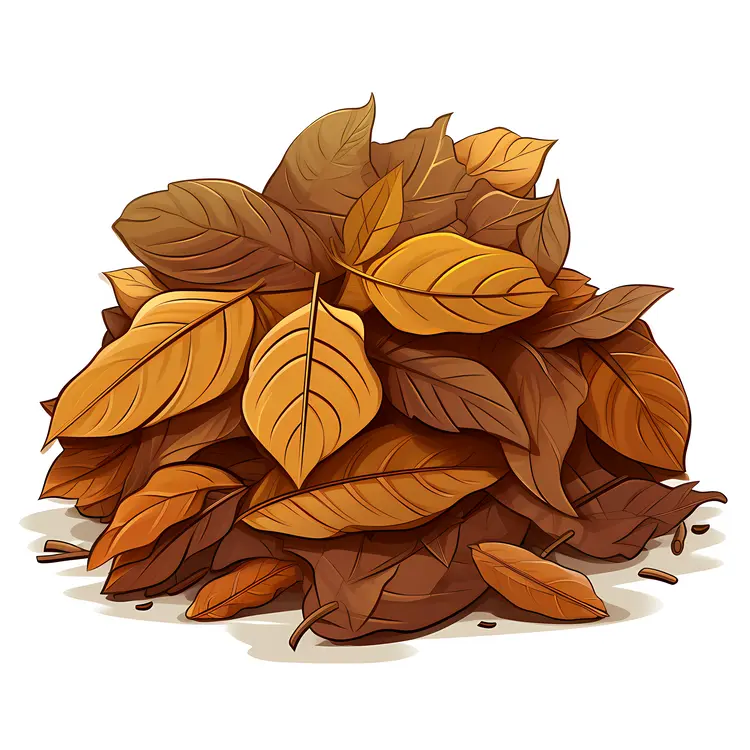 Pile of Brown Leaves in Autumn