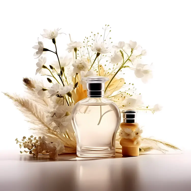 Elegant Perfume Bottles with White Flowers