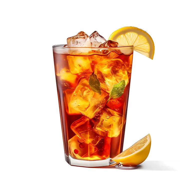 Orange Drink with Ice Cubes and Lemon Slice