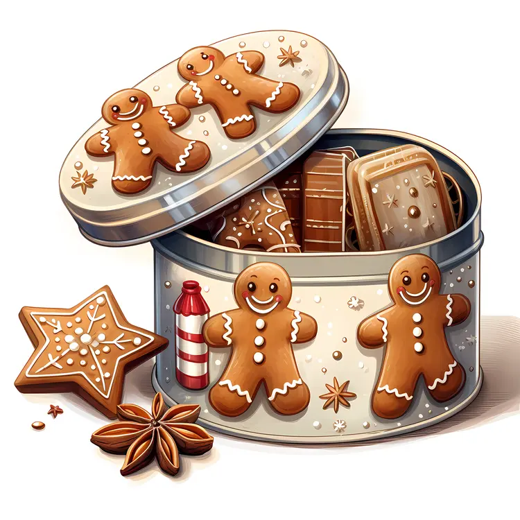 Festive Gingerbread Cookies in Tin