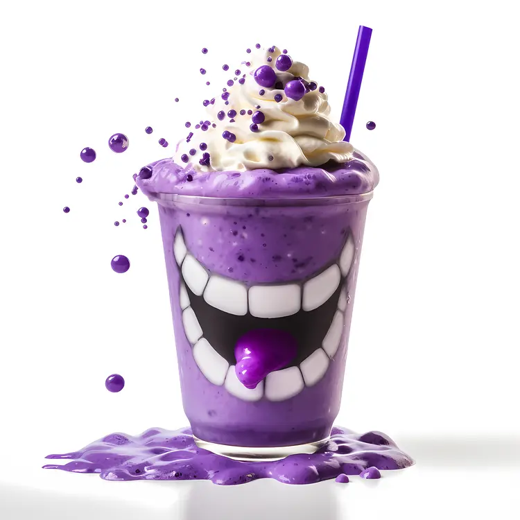 Fun Purple Milkshake with Whipped Cream and Straw