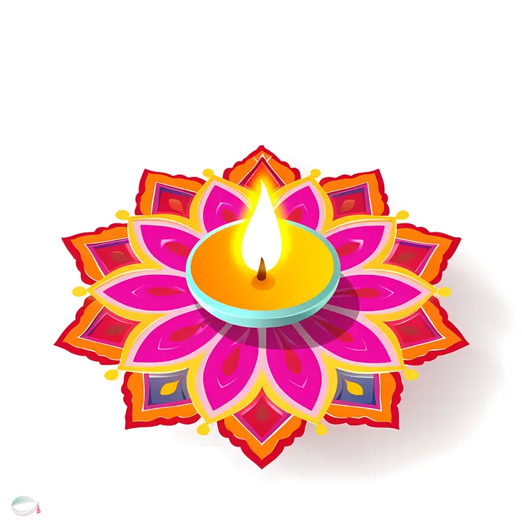 Decorative Candle with Rangoli for Diwali