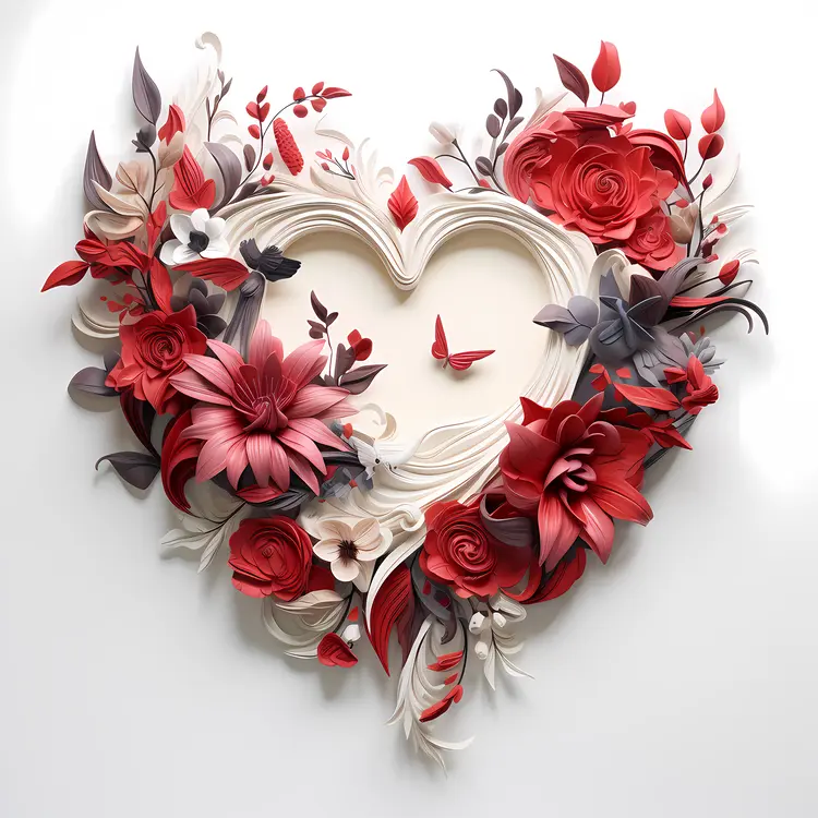 Heart with Floral Decorations