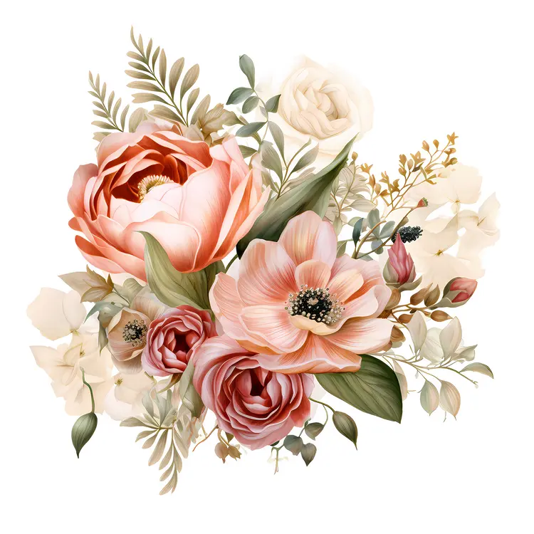 Romantic Floral Bouquet with Pink and White Flowers