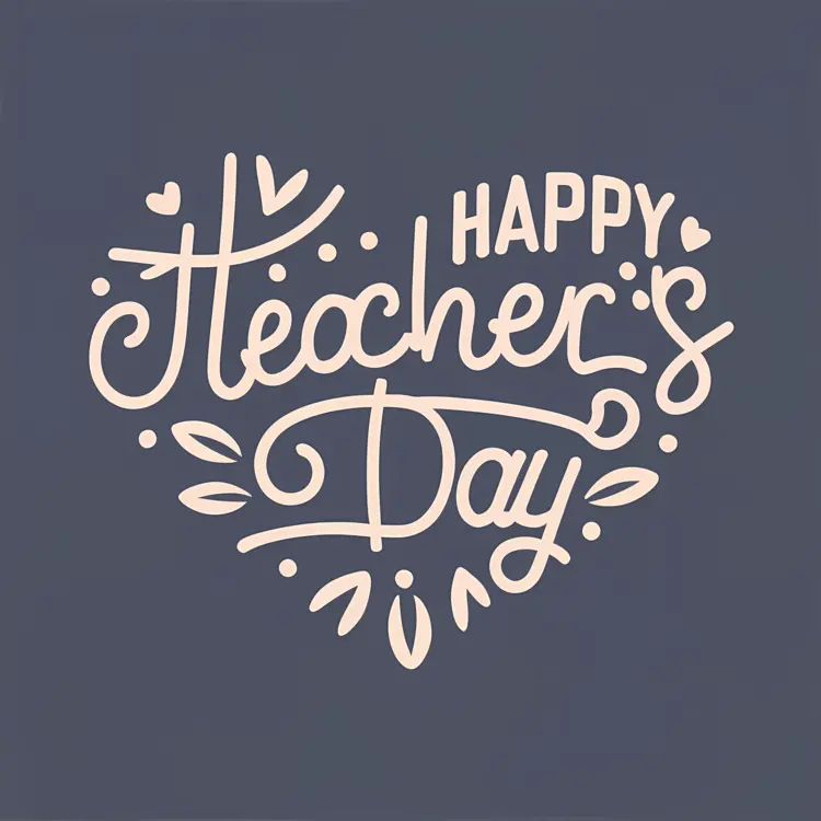 Happy Teacher's Day with Heart Design