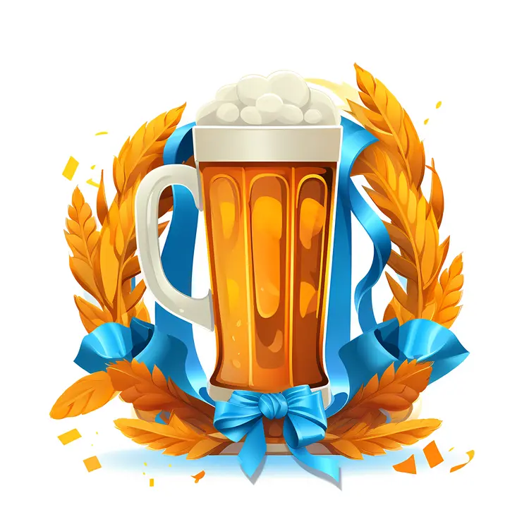 Festive Beer Mug with Ribbon and Wheat