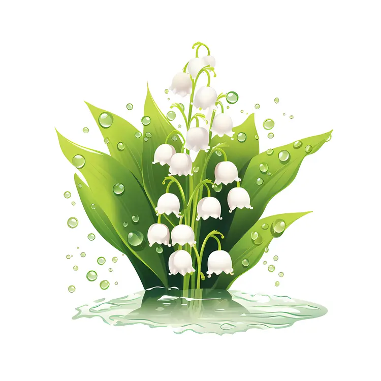 Lily of the Valley with Water Droplets