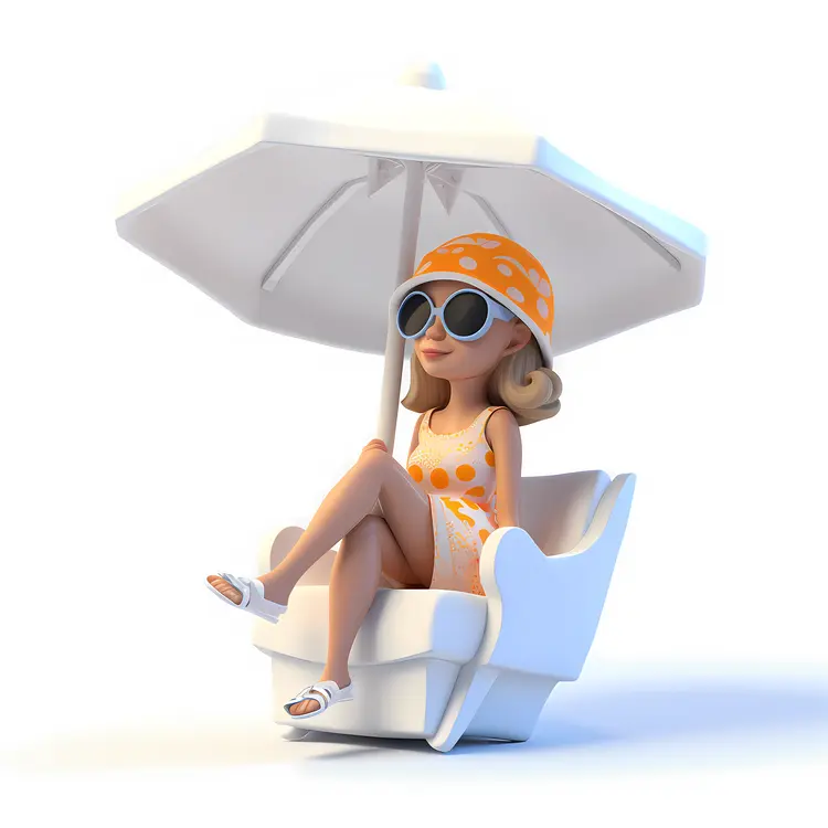 Woman Relaxing Under Umbrella